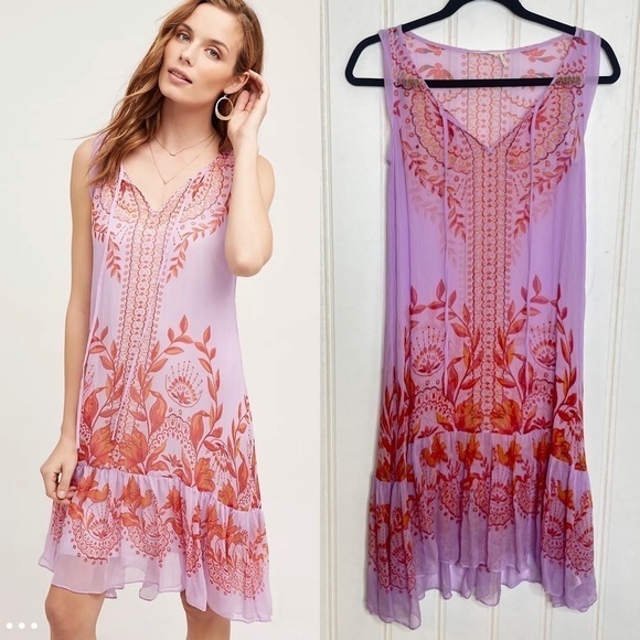 Anthropologie Wisteria Silk Dress 171 - Picture 12 of 12